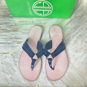 Lilly Pulitzer McKim Sandal Navy Patent Leather